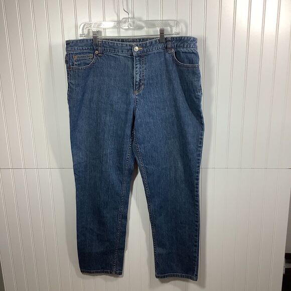 Liz Claiborne Womens Size 16 R Petite Boyfriend Jeans Embroidered pocket - Picture 2 of 9